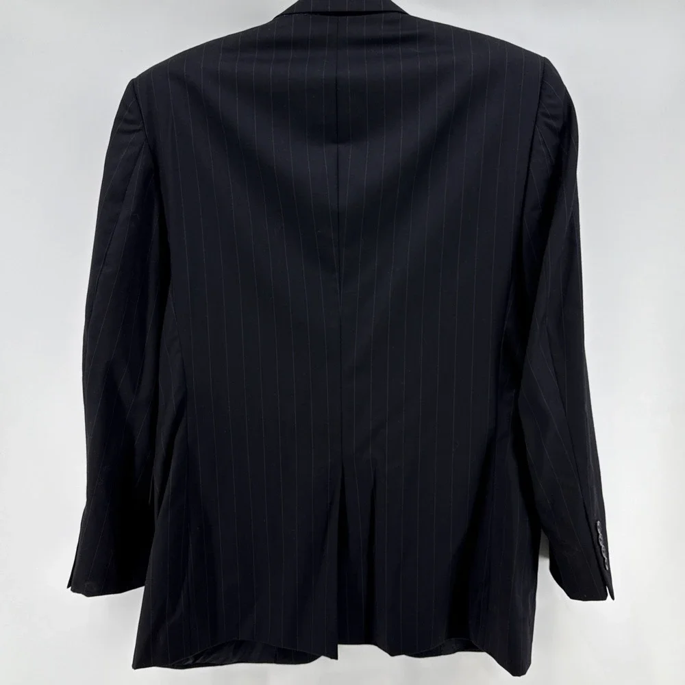 Jos A Bank Signature Men's 44L Navy Pinstriped Wool‎ 2 Button Notch Blazer